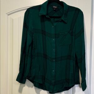 a.n.a Teal Plaid Long Sleeve Shirt